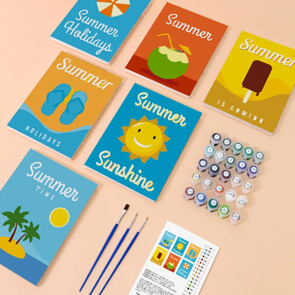 Coffret Douce Toiles – 6 Peintures par Numéros "Esprit Vacances"