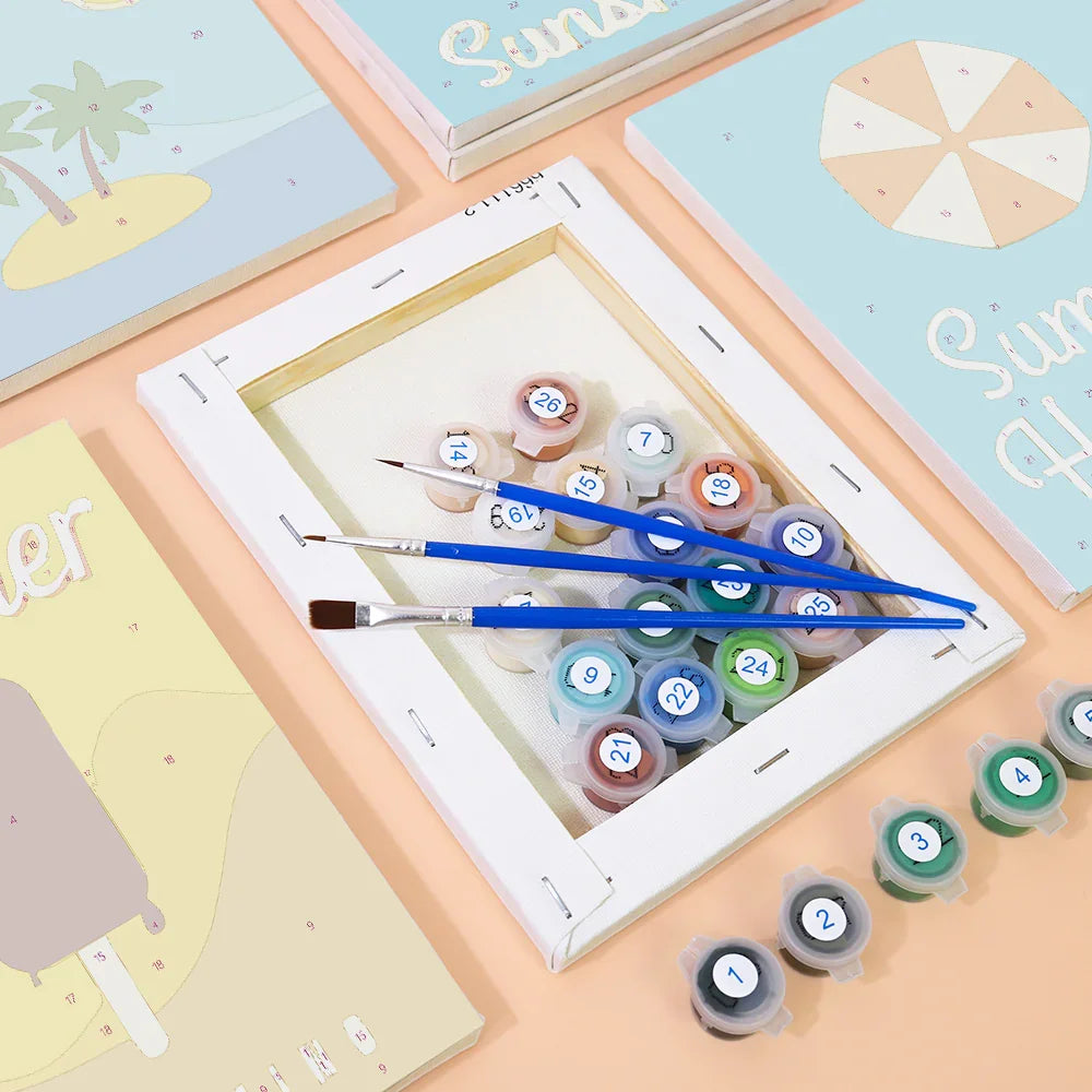 Coffret Douce Toiles – 6 Peintures par Numéros "Esprit Vacances"