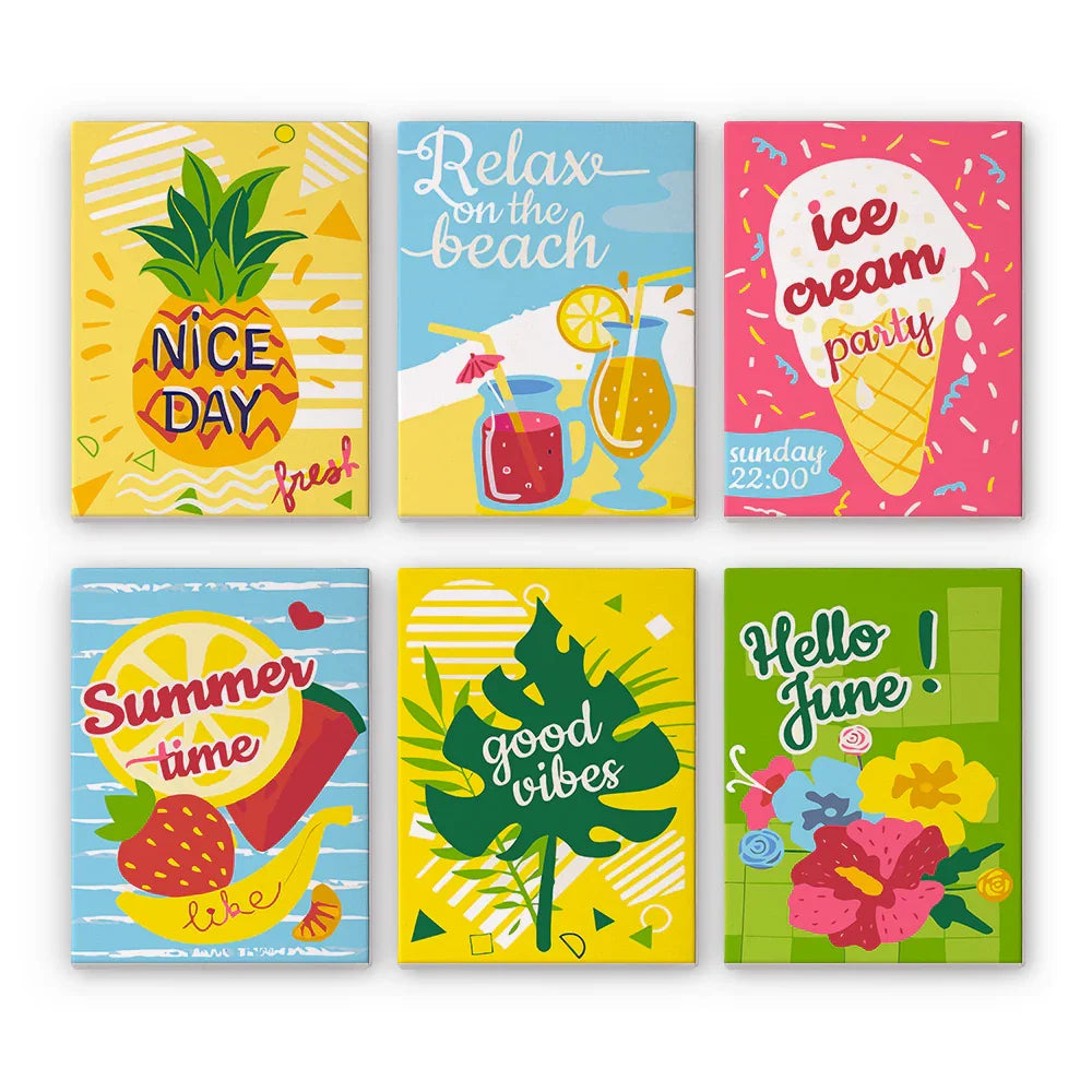 Coffret Douce Toiles – 6 Peintures par Numéros "Douceur Tropicale"