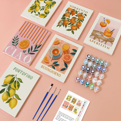 Coffret Douce Toiles – 6 Peintures par Numéros "Saveurs d’Italie"