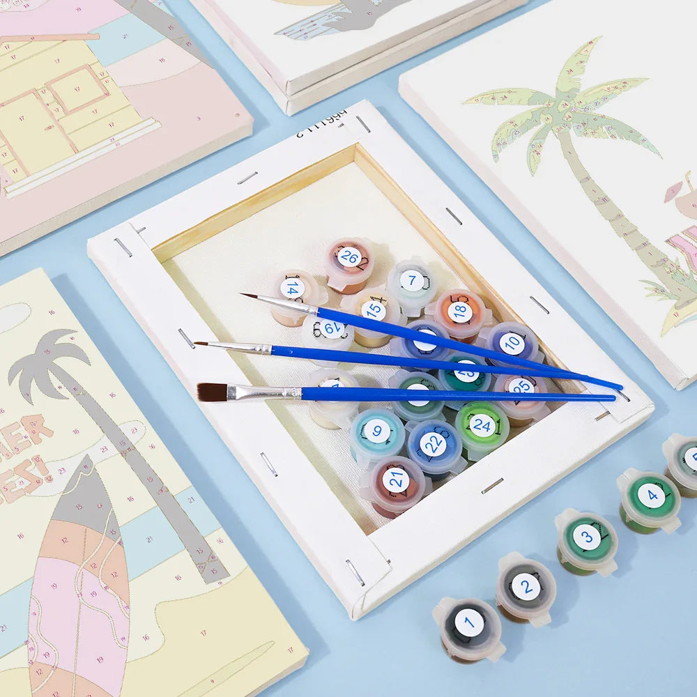 Coffret Douce Toiles – 6 Peintures par Numéros "Paradise Vibes"