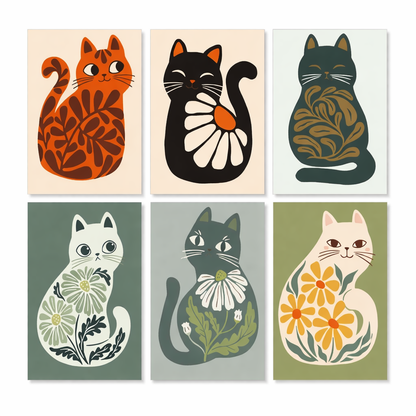 Coffret Douce Toiles – 6 Peintures par Numéros "Jardins Félins"