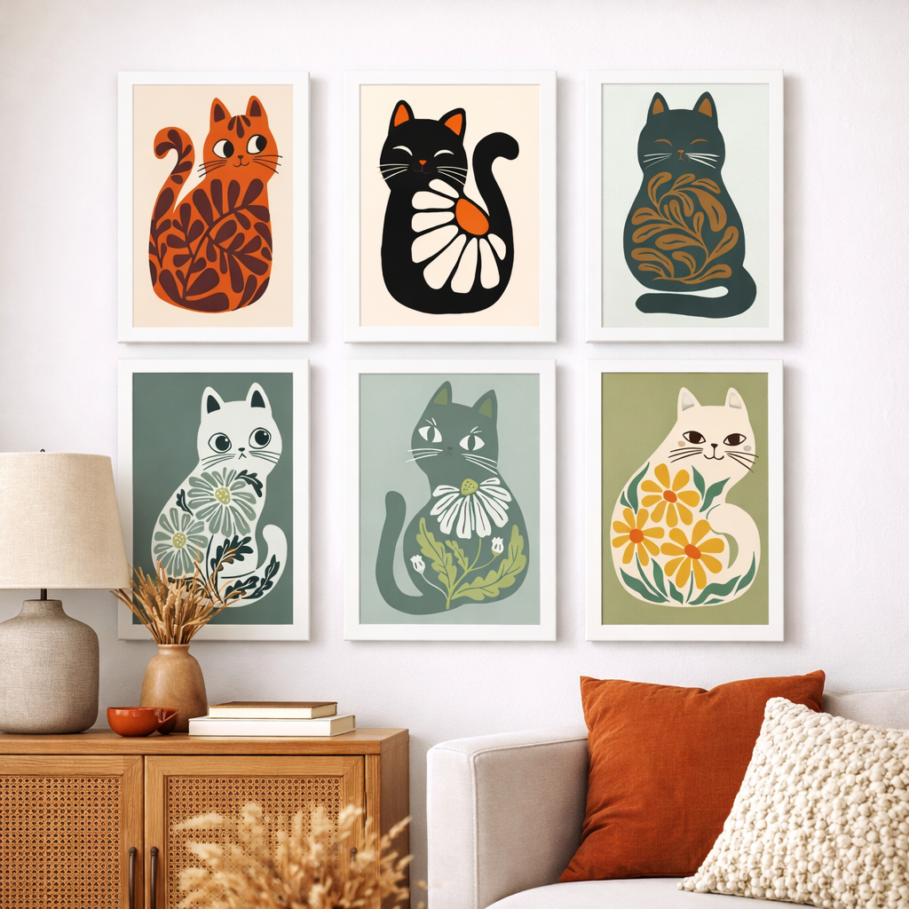 Coffret Douce Toiles – 6 Peintures par Numéros "Jardins Félins"