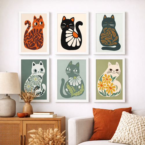 Coffret Douce Toiles – 6 Peintures par Numéros "Jardins Félins"