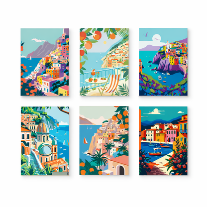 Coffret Douce Toiles – 6 Peintures par Numéros "Balcons sur la Mer"