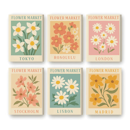 Coffret Douce Toiles – 6 Peintures par Numéros "Marché aux fleurs"