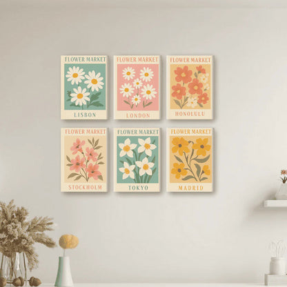 Coffret Douce Toiles – 6 Peintures par Numéros "Marché aux fleurs"