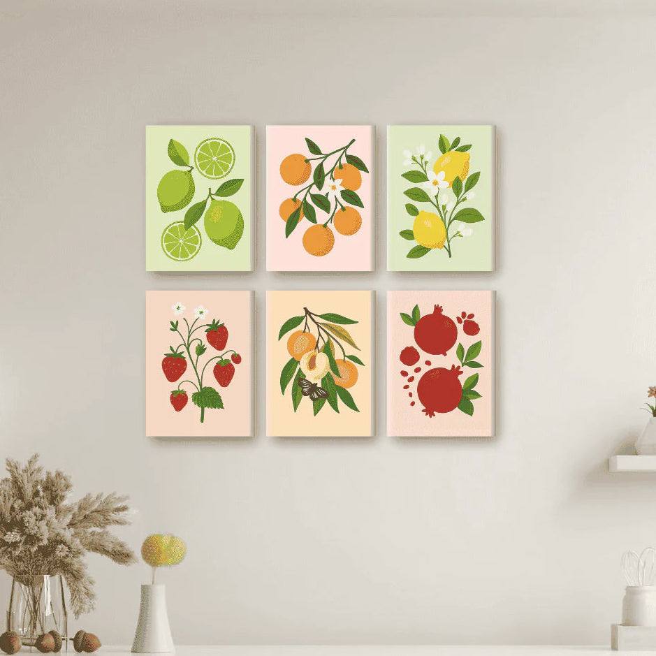 Coffret Douce Toiles – 6 Peintures par Numéros "Plantes fruitières"