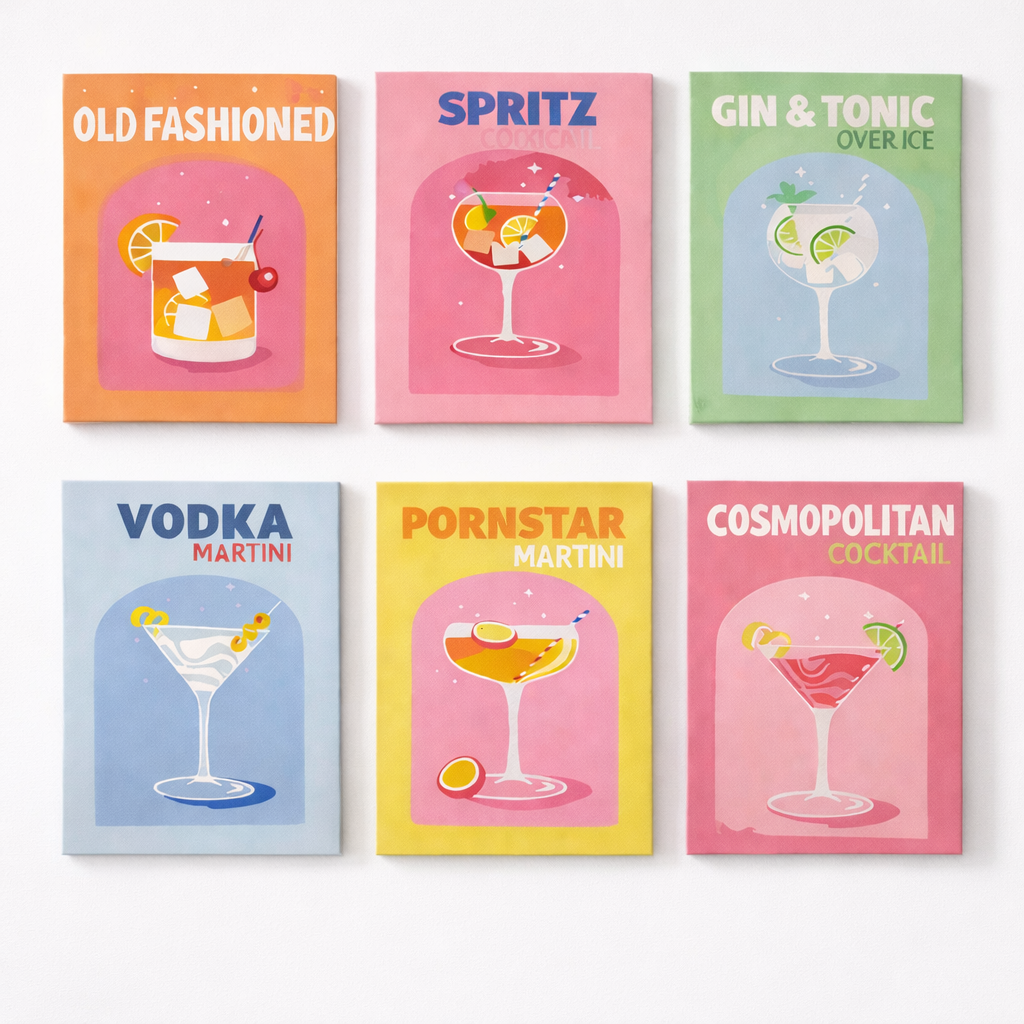 Coffret Douce Toiles – 6 Peintures par Numéros "Cocktail Chic"