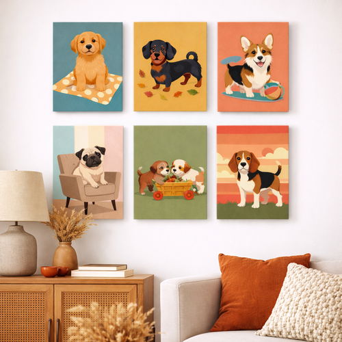 Coffret Douce Toiles – 6 Peintures par Numéros "La Vie en Pattes"