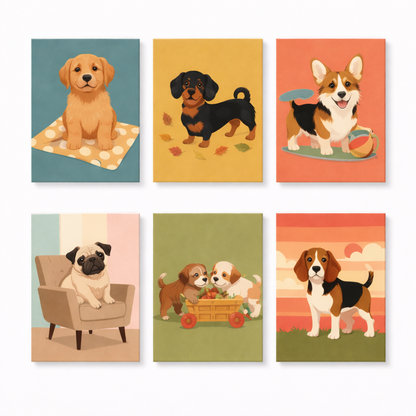 Coffret Douce Toiles – 6 Peintures par Numéros "La Vie en Pattes"