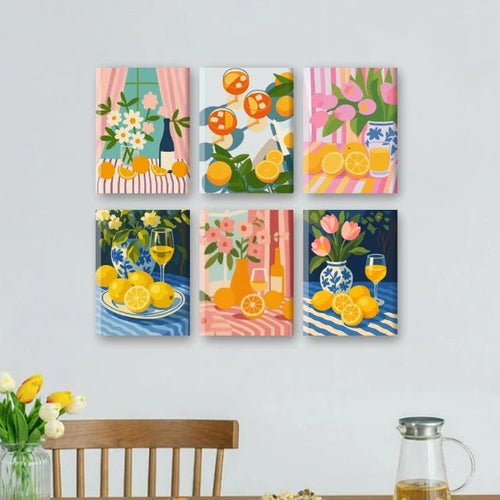 Coffret Douce Toiles – 6 Peintures par Numéros "Fleurs et boissons"