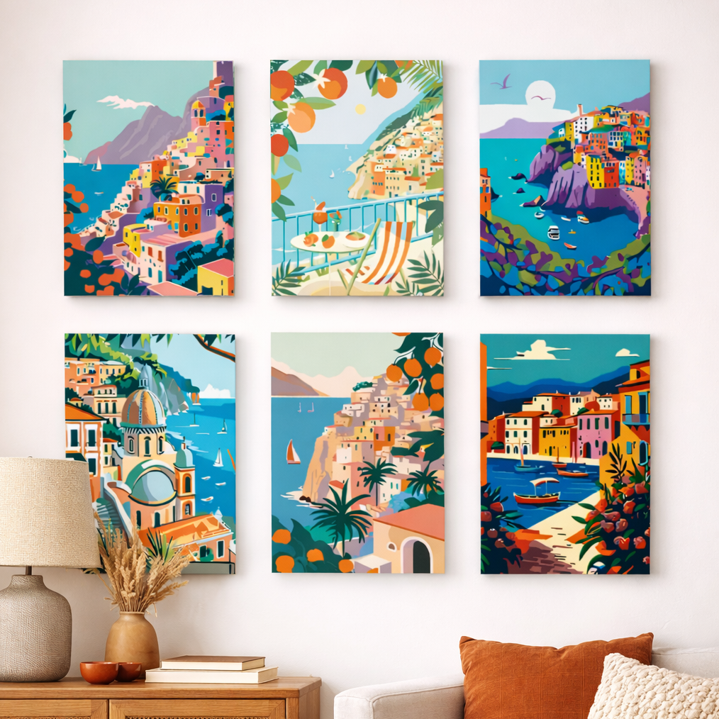 Coffret Douce Toiles – 6 Peintures par Numéros "Balcons sur la Mer"