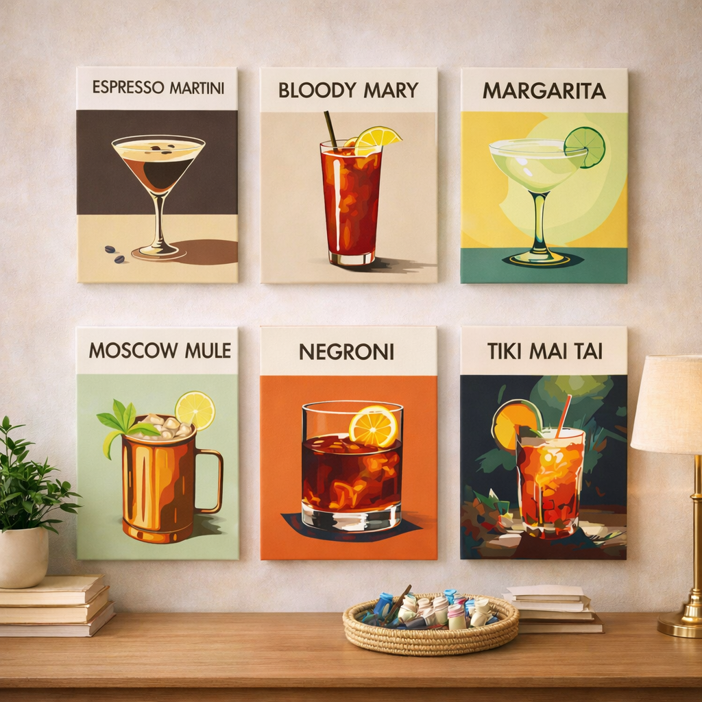 Coffret Douce Toiles – 6 Peintures par Numéros "Cocktail de luxe"