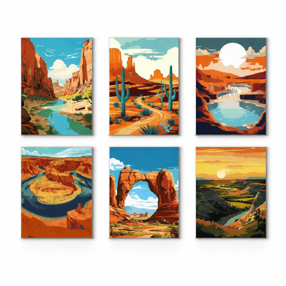 Coffret Douce Toiles – 6 Peintures par Numéros "Échos du Désert"