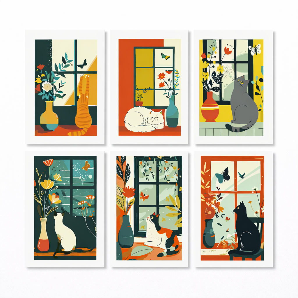 Coffret Douce Toiles – 6 Peintures par Numéros "Chat alors !"