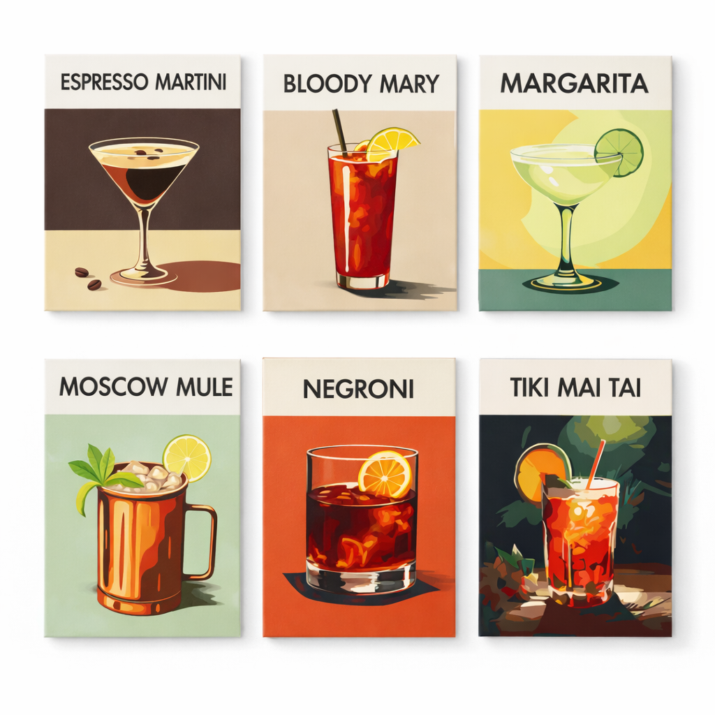 Coffret Douce Toiles – 6 Peintures par Numéros "Cocktail de luxe"