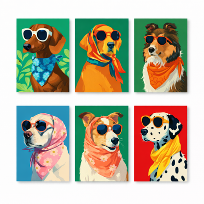 Coffret Douce Toiles – 6 Peintures par Numéros "Toutous Chic"