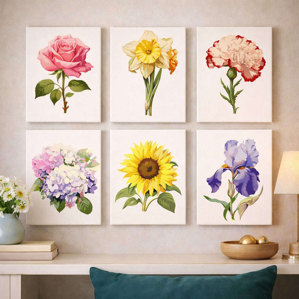 Coffret Douce Toiles – 6 Peintures par Numéros "Éclat de Tournesol"