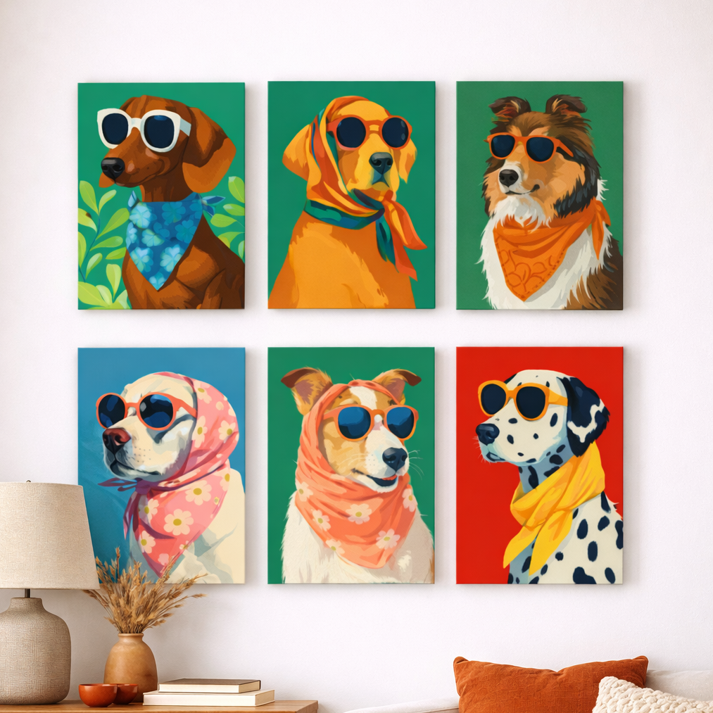 Coffret Douce Toiles – 6 Peintures par Numéros "Toutous Chic"