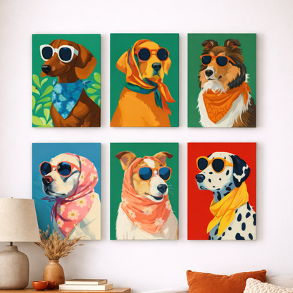 Coffret Douce Toiles – 6 Peintures par Numéros "Toutous Chic"