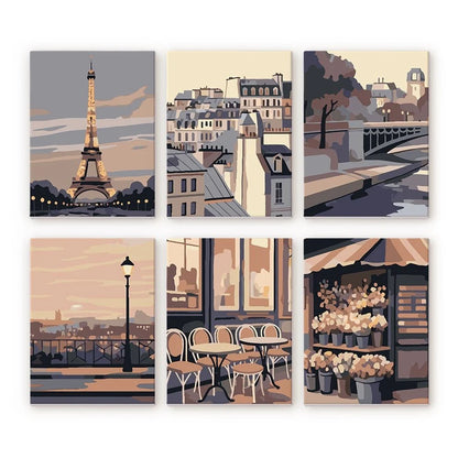 Coffret Douce Toiles – 6 Peintures par Numéros "Charme de Paris"