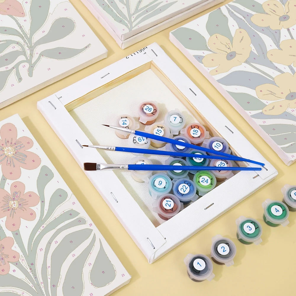 Coffret Douce Toiles – 6 Peintures par Numéros "Fleurs artistiques"