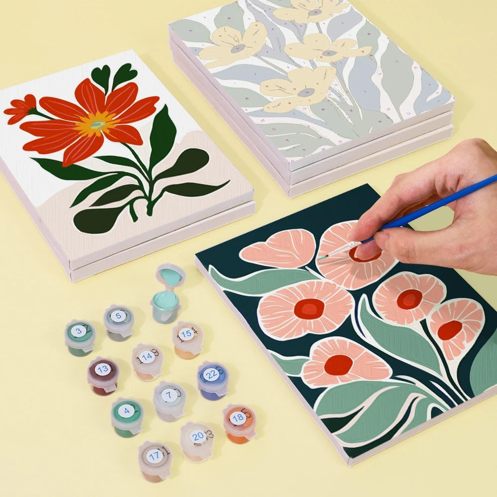 Coffret Douce Toiles – 6 Peintures par Numéros "Fleurs artistiques"