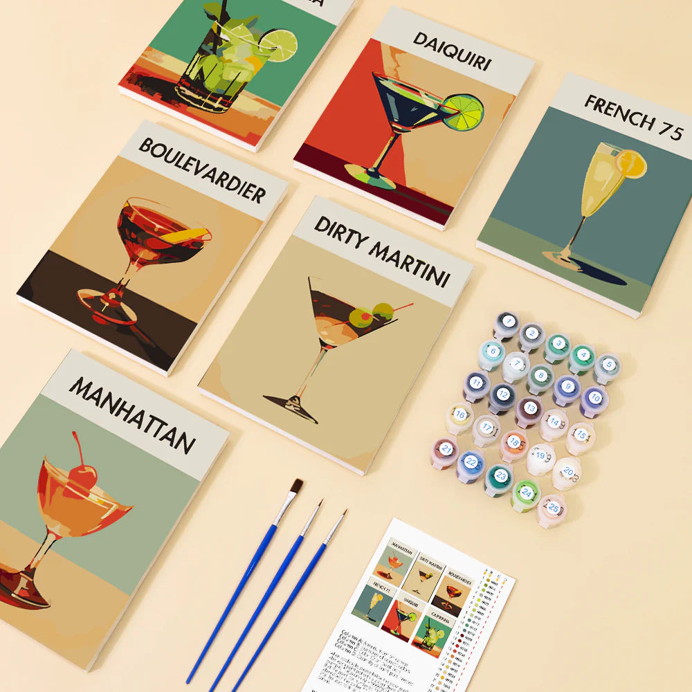 Coffret Douce Toiles – 6 Peintures par Numéros "Cocktail de luxe"