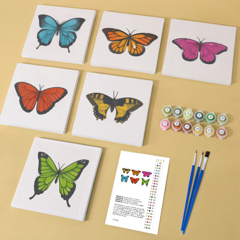 Coffret Douce Toiles – 6 Peintures par Numéros "Papillon Coloré"