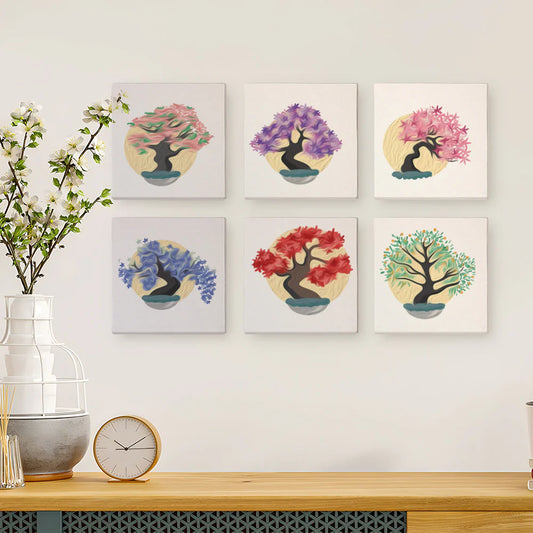 Coffret Douce Toiles – 6 Peintures par Numéros "Bonsaï Saisonnier"