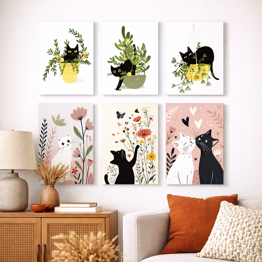 Coffret Douce Toiles – 6 Peintures par Numéros "Le Coin des Chats"