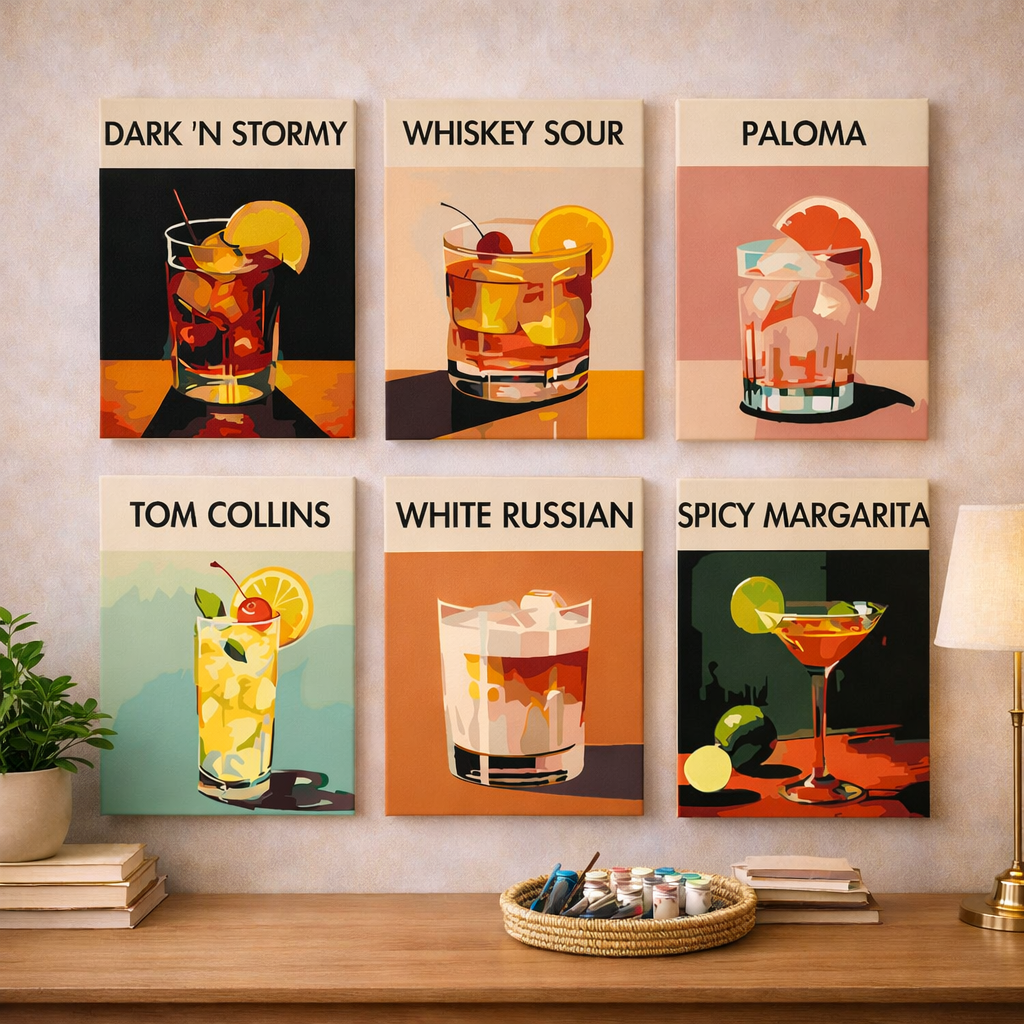 Coffret Douce Toiles – 6 Peintures par Numéros "Cocktail de luxe"